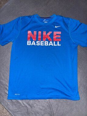 Nike Dri‑Fit Men’s Large Blue Nike Baseball Athletic T‑Shirt Short Sleeve